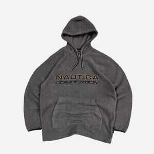 vintage Grey Nautica Competition fleece spellout hoodie with adjustable waist ci